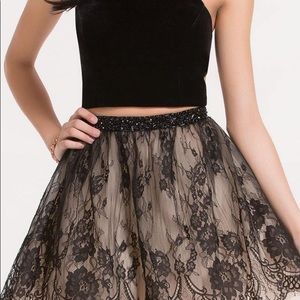 Black and Tan formal two piece dress